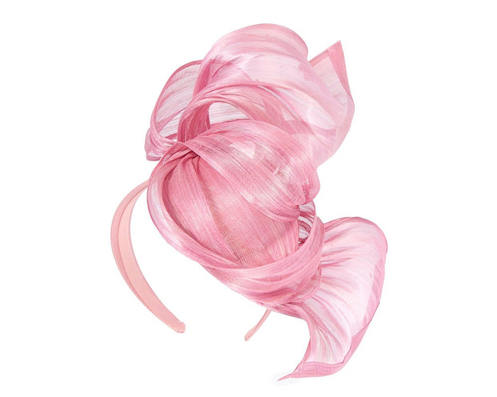 Bespoke dusty pink silk abaca fascinator by Fillies Collection - Hats From OZ