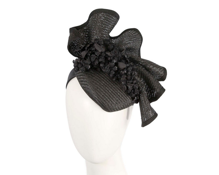 Black pillbox with flowers by Fillies Collection - Hats From OZ