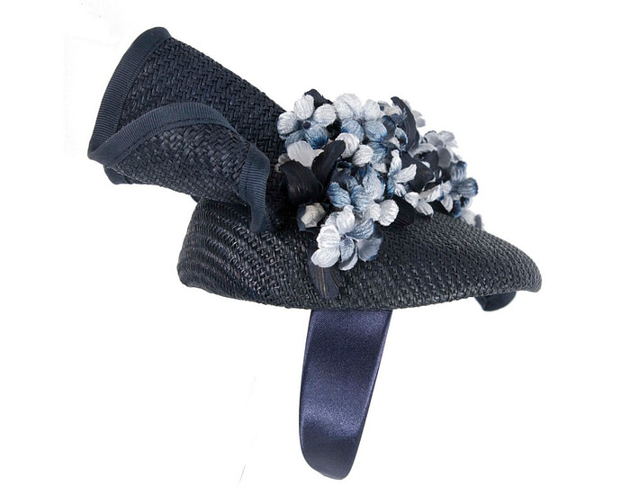 Navy pillbox with flowers by Fillies Collection - Hats From OZ