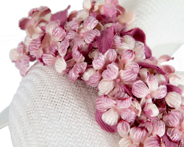 White pillbox with pink flowers by Fillies Collection - Hats From OZ