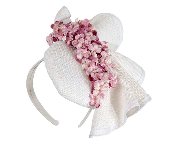 White pillbox with pink flowers by Fillies Collection - Hats From OZ