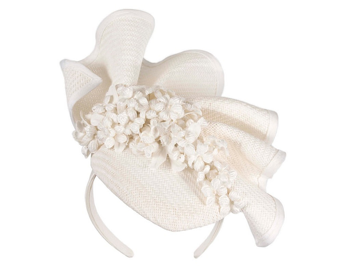 White pillbox with flowers by Fillies Collection - Hats From OZ