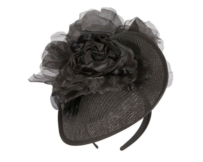 Exclusive black fascinator with flower by Fillies Collection - Hats From OZ