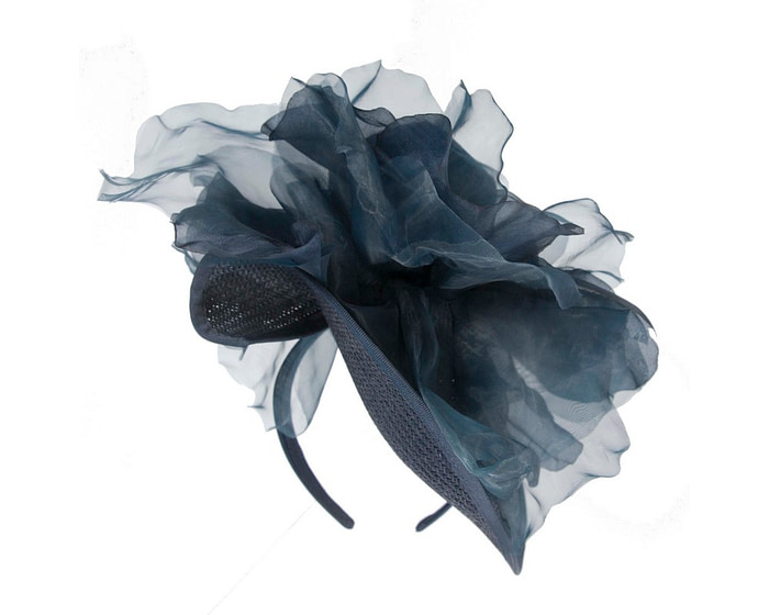 Exclusive navy fascinator with flower by Fillies Collection - Hats From OZ