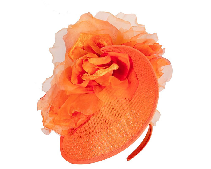 Exclusive orange fascinator with flower by Fillies Collection - Hats From OZ