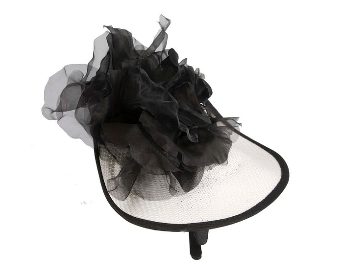 Exclusive white & black fascinator with flower by Fillies Collection - Hats From OZ