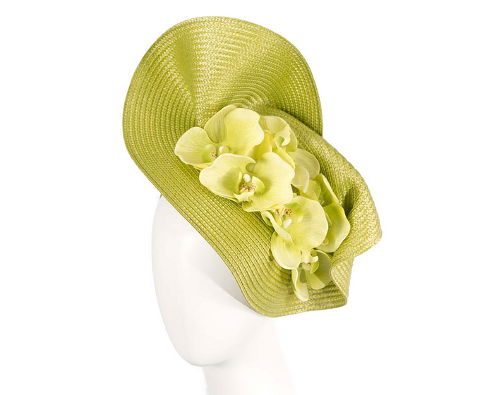 Large lime fascinator with orchids by Fillies Collection - Hats From OZ