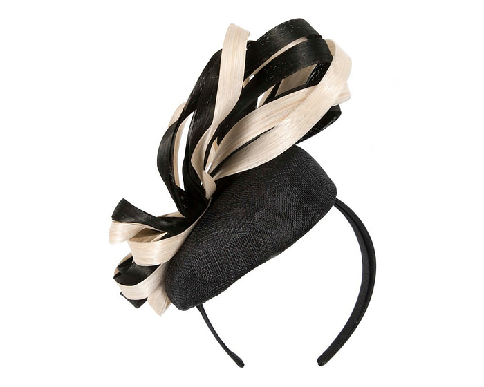 Exclusive black & cream pillbox fascinator by Fillies Collection - Hats From OZ