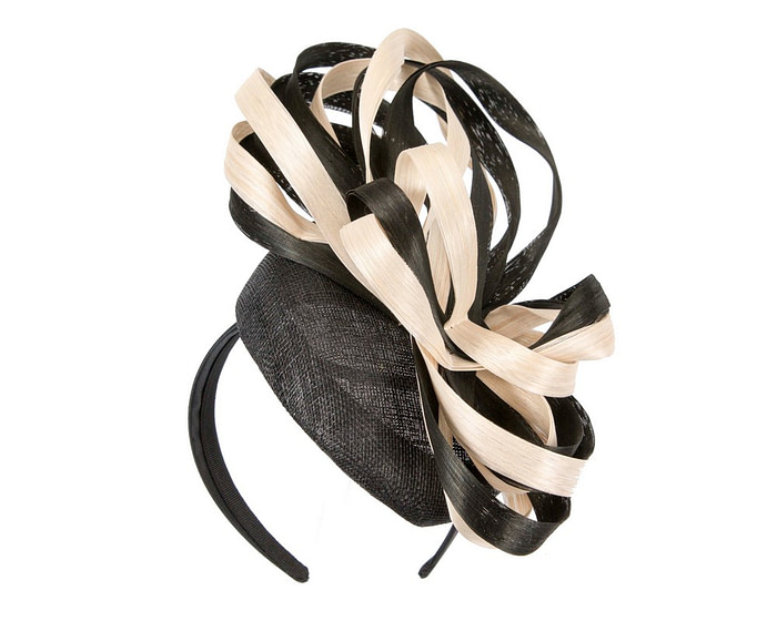 Exclusive black & cream pillbox fascinator by Fillies Collection - Hats From OZ