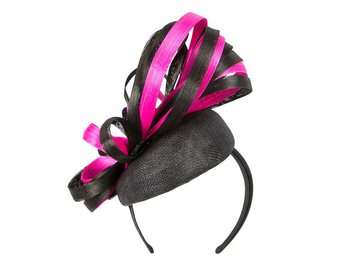 Exclusive black & fuchsia pillbox fascinator by Fillies Collection - Hats From OZ