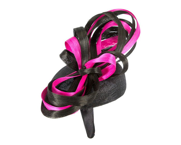 Exclusive black & fuchsia pillbox fascinator by Fillies Collection - Hats From OZ