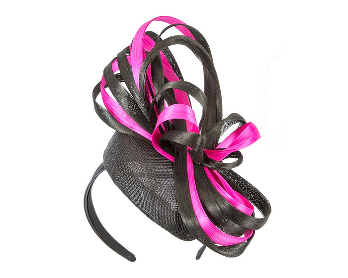 Exclusive black & fuchsia pillbox fascinator by Fillies Collection - Hats From OZ