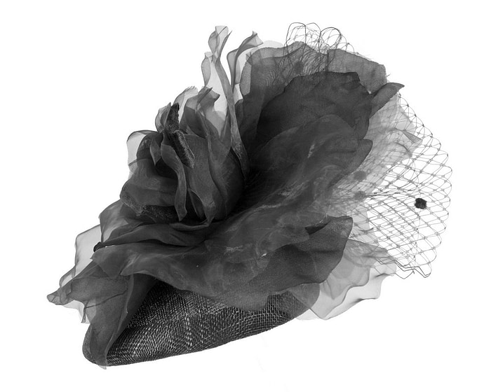 Black flower pillbox fascinator by Fillies Collection - Hats From OZ