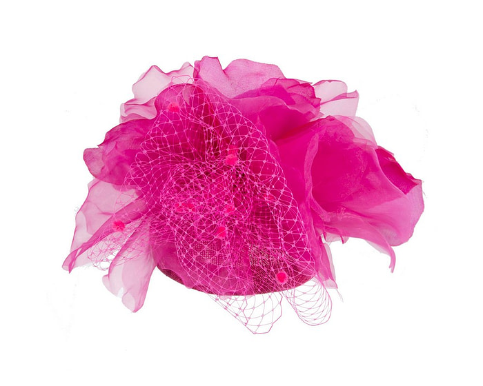 Fuchsia flower pillbox fascinator by Fillies Collection - Hats From OZ