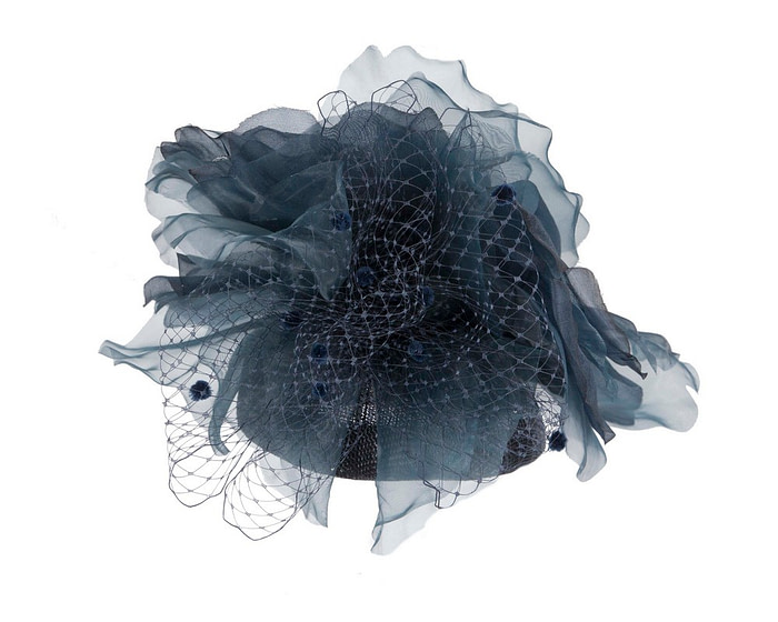 Navy flower pillbox fascinator by Fillies Collection - Hats From OZ