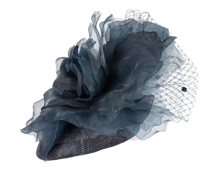 Navy flower pillbox fascinator by Fillies Collection - Hats From OZ