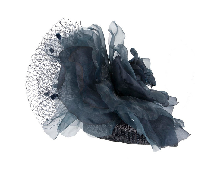 Navy flower pillbox fascinator by Fillies Collection - Hats From OZ