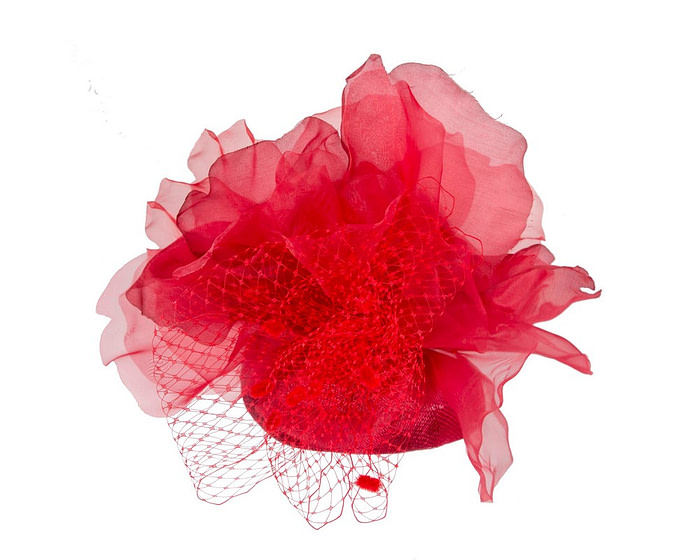 Red flower pillbox fascinator by Fillies Collection - Hats From OZ