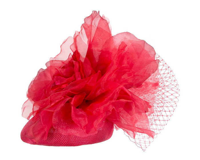 Red flower pillbox fascinator by Fillies Collection - Hats From OZ