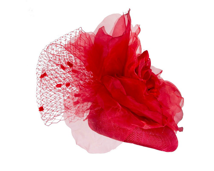 Red flower pillbox fascinator by Fillies Collection - Hats From OZ