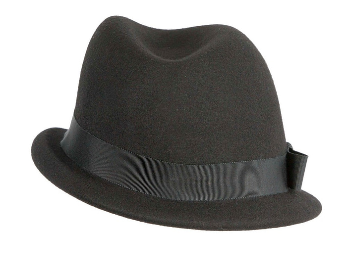 Black short brim felt ladies fedora hat - Hats From OZ