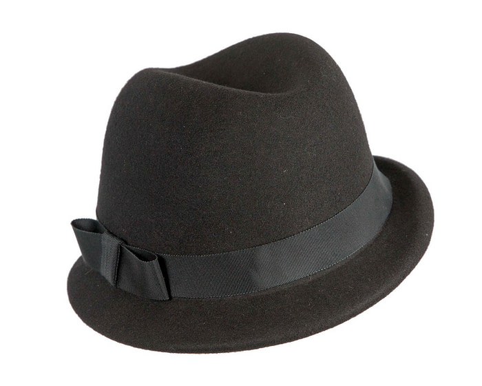 Black short brim felt ladies fedora hat - Hats From OZ