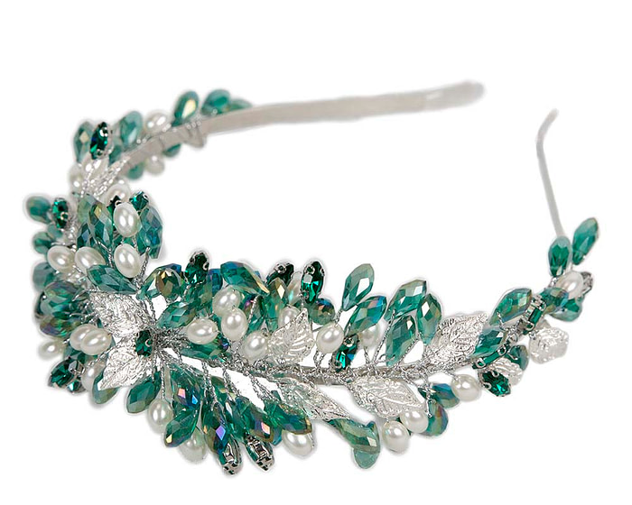 Green and silver crystal covered headband - Hats From OZ