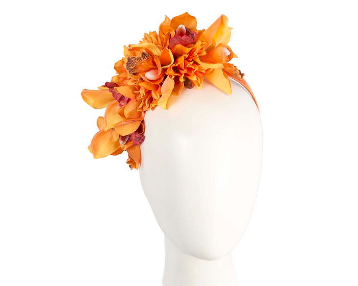 Hand made exclusive orange fascinator headband - Hats From OZ