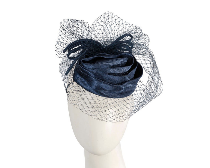 Navy Cocktail Headpiece with veil - Hats From OZ