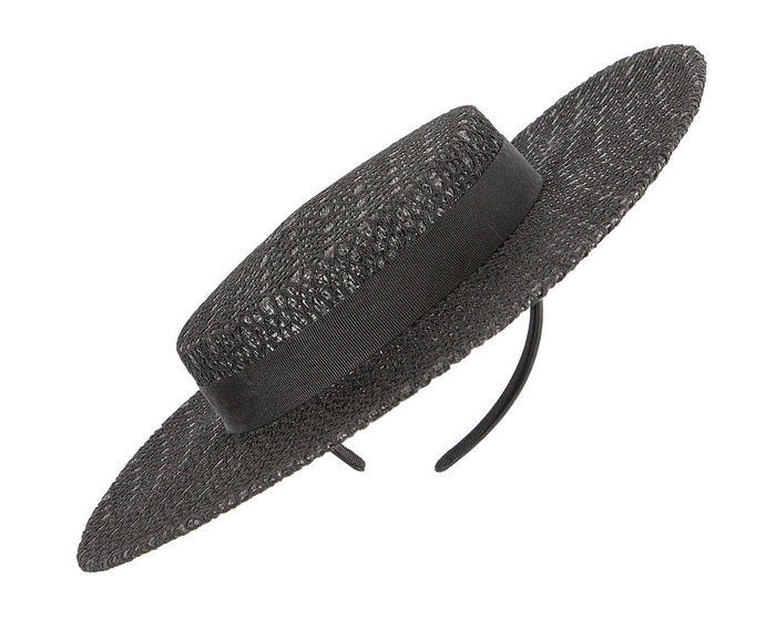 Black lace covered boater hat by Max Alexander - Hats From OZ