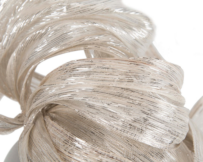 Bespoke silver silk abaca fascinator by Fillies Collection - Hats From OZ