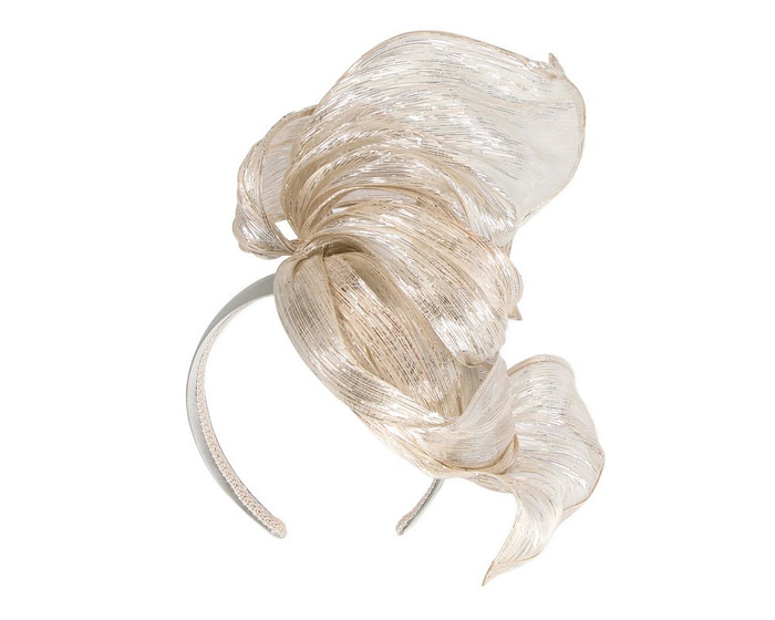 Bespoke silver silk abaca fascinator by Fillies Collection - Hats From OZ