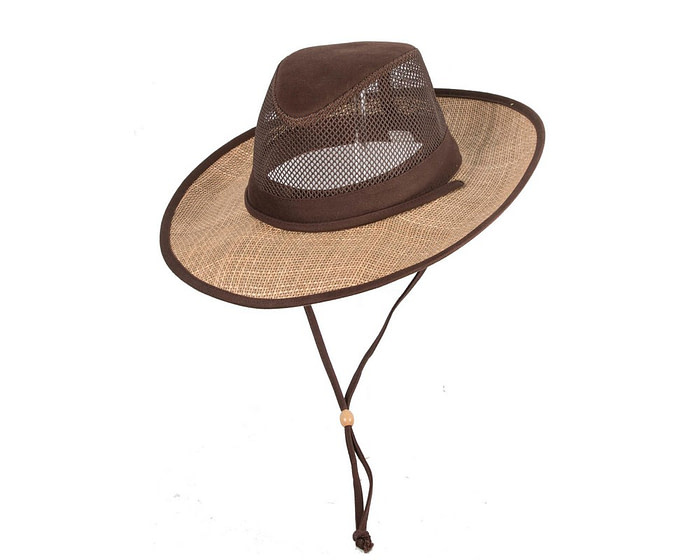 Wide brim summer fedora hat with chin strap - Hats From OZ