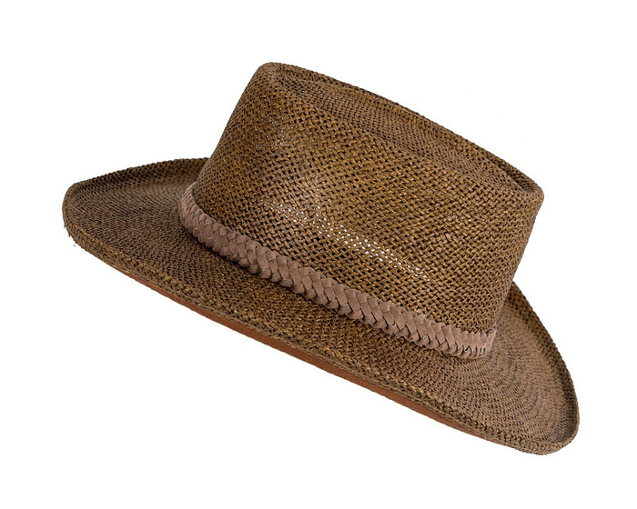 Wide brim brown squatter hat - Hats From OZ