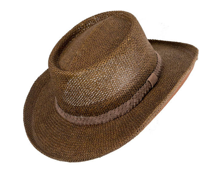 Wide brim brown squatter hat - Hats From OZ