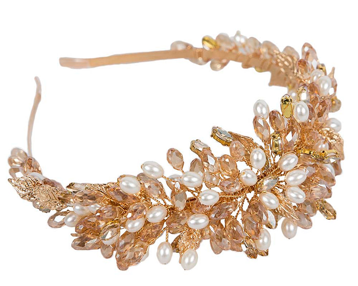 Gold crystal covered headband - Hats From OZ