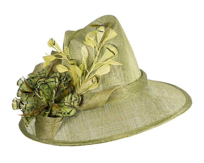 One-off green sinamay fedora hat by Cupids Millinery - Hats From OZ