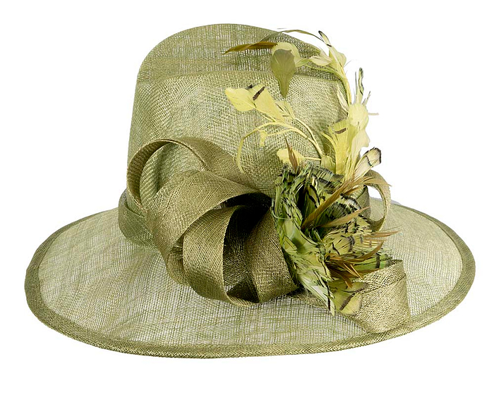 One-off green sinamay fedora hat by Cupids Millinery - Hats From OZ