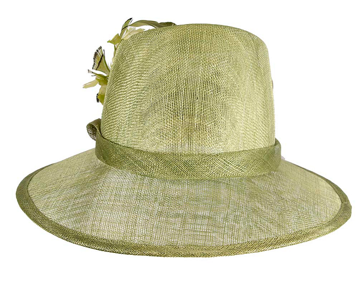 One-off green sinamay fedora hat by Cupids Millinery - Hats From OZ