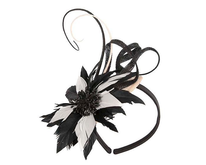 Black and cream feather fascinator - Hats From OZ