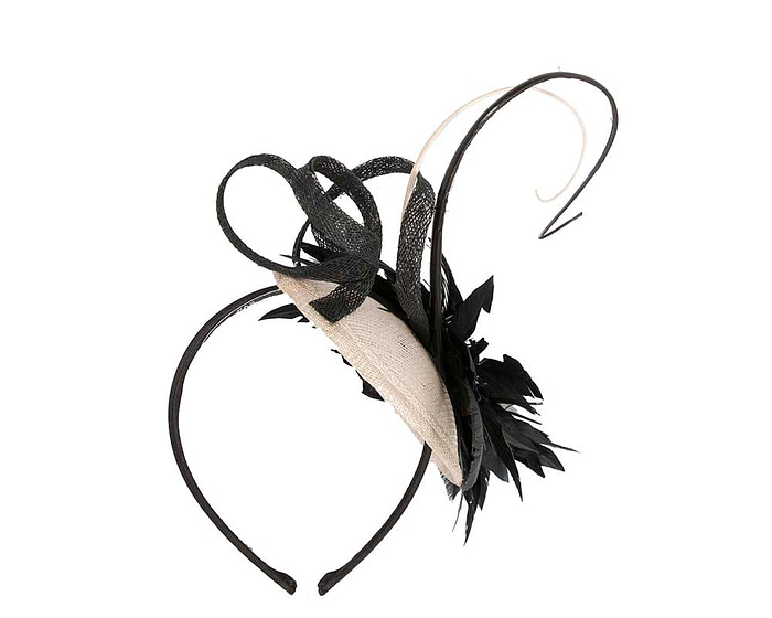 Black and cream feather fascinator - Hats From OZ