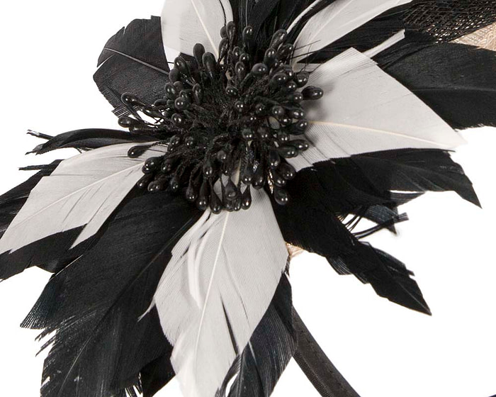 Black and cream feather fascinator - Hats From OZ