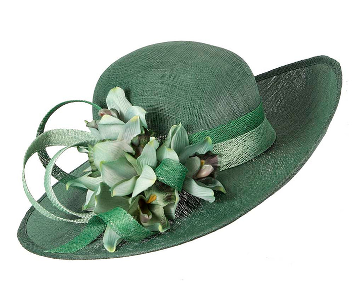 Green sinamay fashion hat by Cupids Millinery - Hats From OZ