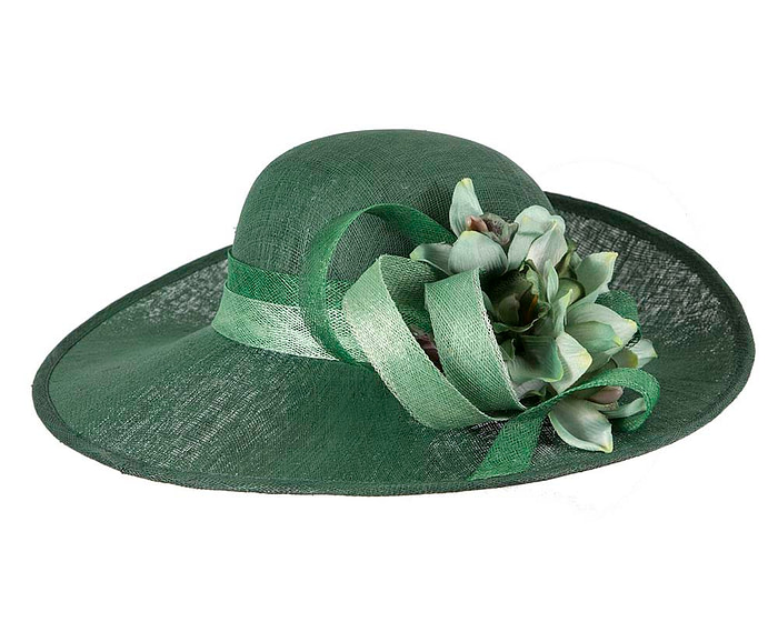 Green sinamay fashion hat by Cupids Millinery - Hats From OZ