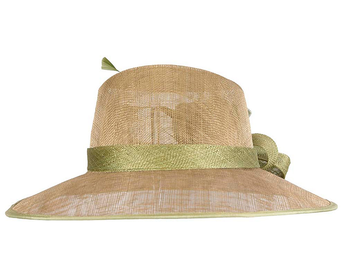 Olive green sinamay fedora hat - Hats From OZ