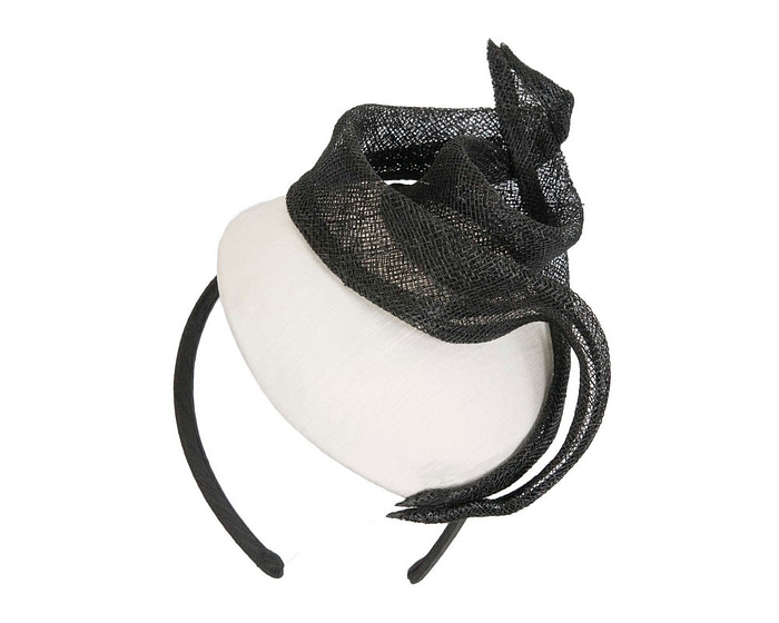 Designers white & black racing fascinator by Max Alexander - Hats From OZ