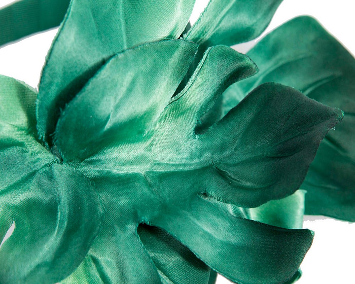 Green monstera leaves fascinator by Max Alexander - Hats From OZ