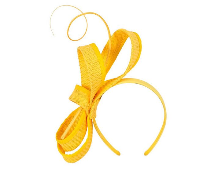 Yellow loops and feather fascinator by Max Alexander - Hats From OZ