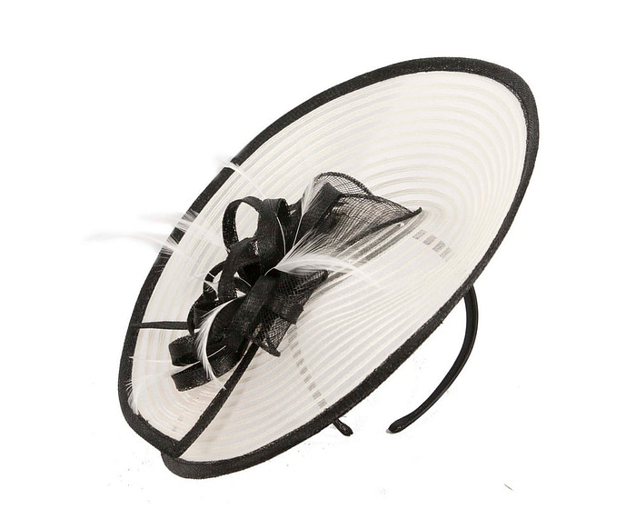 Max Alexander cream & black plate fascinator with feathers - Hats From OZ