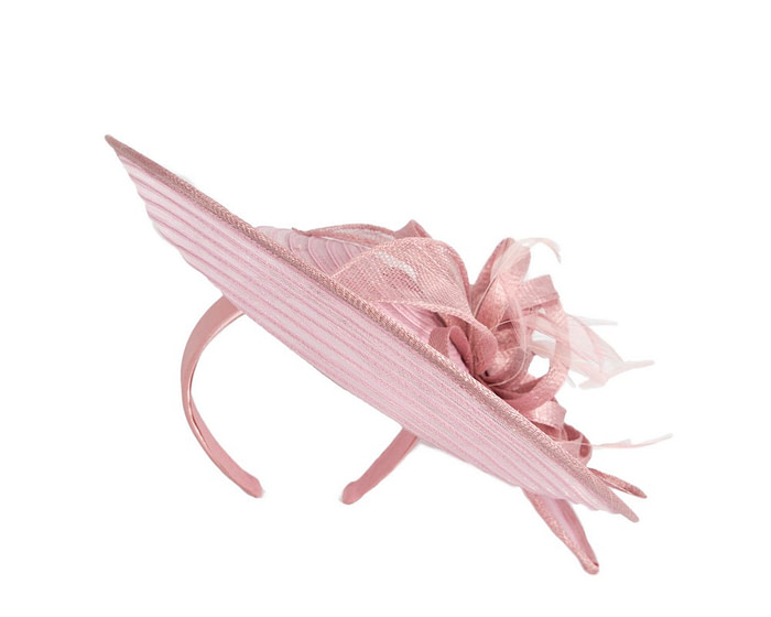 Max Alexander dusty pink plate fascinator with feathers - Hats From OZ